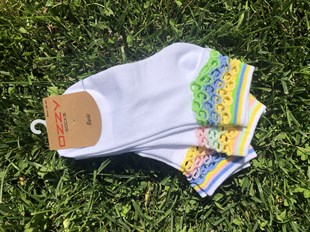 3 Çift Renkli Pamuklu Pelerin  Kadın Patik Çorap
